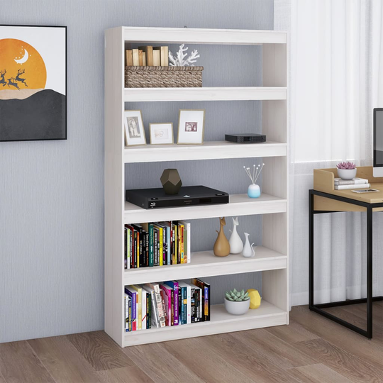 vidaXL Kirjahylly/tilanjakaja valkoinen 100x30x167,5 cm täysi mänty
