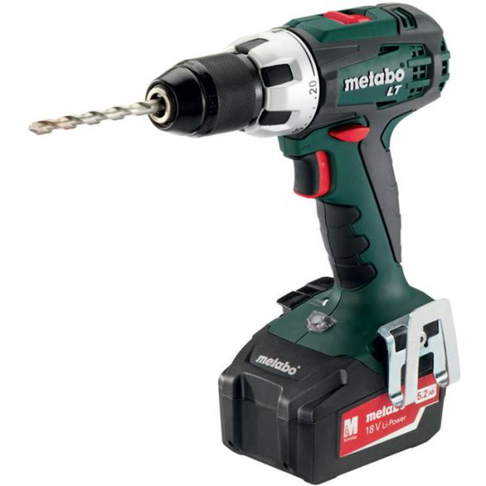 Metabo BS 18 LT Porakone-ruuvinväännin 2 x 5,2 Ah:n akku ja laturi