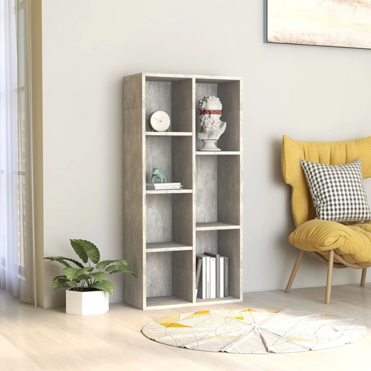 vidaXL Kirjahylly betoninharmaa 50x25x106 cm lastulevy