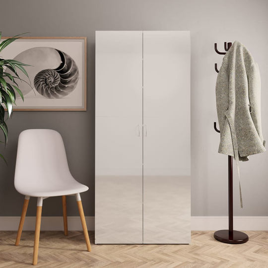 vidaXL Kenkäkaappi korkeakiilto valkoinen 80x35,5x180 cm lastulevy