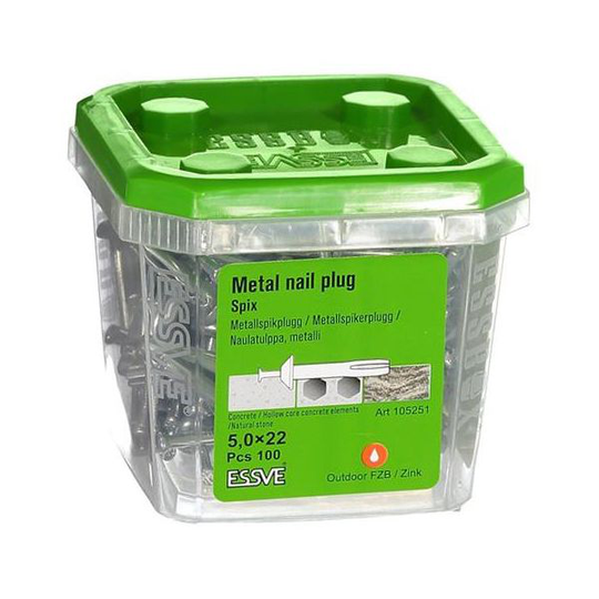 ESSVE Spix ZN Metallinaulatulppa 100 kpl:n pakkaus 5,0x22mm