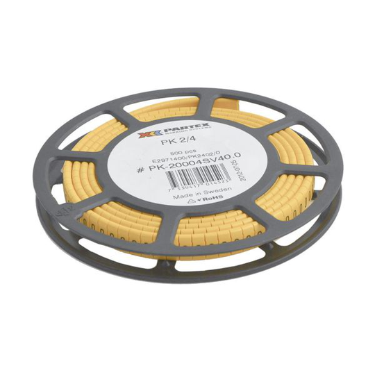 Partex PK2/4 Merkkiholkki keltainen, kapea, 500 kpl/rulla Teksti: 0