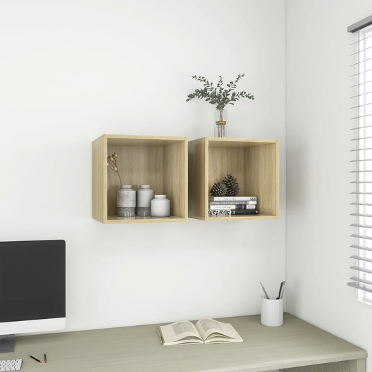 vidaXL Seinäkaapit 2 kpl Sonoma-tammi 37x37x37 cm lastulevy
