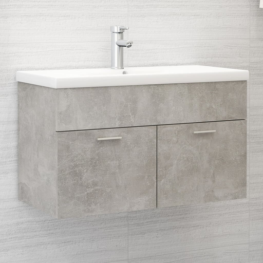 vidaXL Allaskaappi korkeakiilto betoninharmaa 80x38,5x46 cm lastulevy