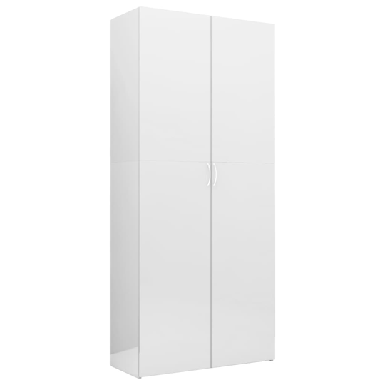 vidaXL Säilytyskaappi valkoinen korkeakiilto 80x35,5x180 cm lastulevy