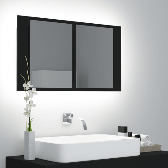 vidaXL Kylpyhuoneen LED peilikaappi musta 80x12x45 cm