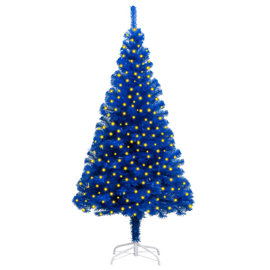 vidaXL Tekojoulukuusi LED-valoilla ja jalustalla sininen 210 cm PVC