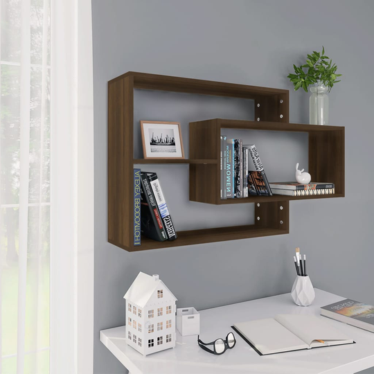 vidaXL Seinähylly ruskea tammi 104x20x58,5 cm tekninen puu