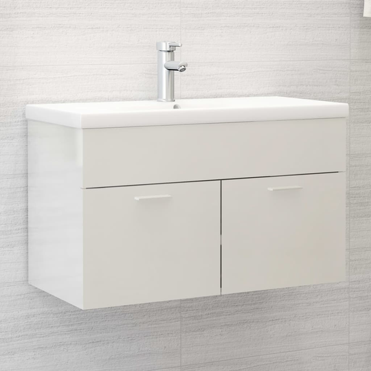 vidaXL Allaskaappi korkeakiilto valkoinen 80x38,5x46 cm lastulevy