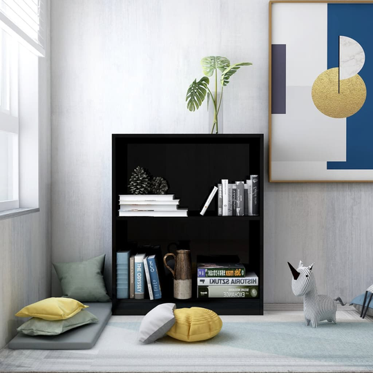 vidaXL Kirjahylly korkeakiilto musta 60x24x74,5 cm tekninen puu