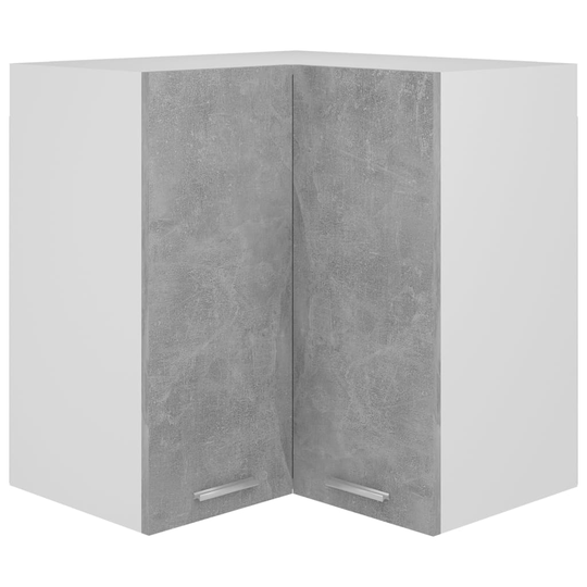 vidaXL Seinäkulmakaappi betoninharmaa 57x57x60 cm lastulevy