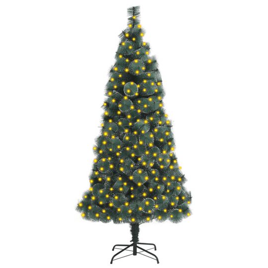 vidaXL Tekojoulukuusi LED-valoilla ja jalustalla vihreä 210 cm PET