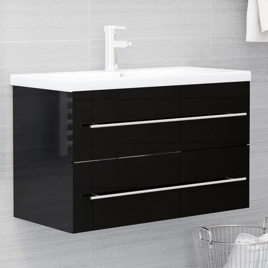vidaXL Allaskaappi korkeakiilto musta 80x38,5x48 cm lastulevy
