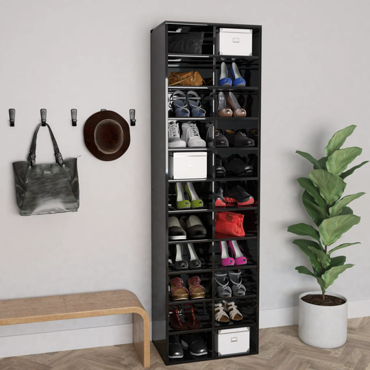 vidaXL Kenkäkaappi korkeakiilto musta 54x34x183 cm lastulevy