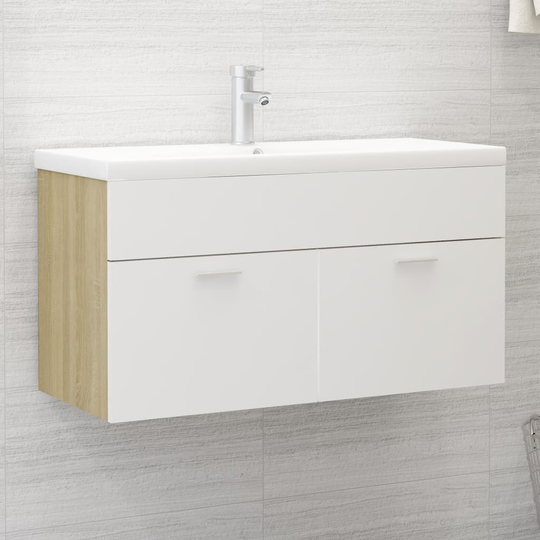 vidaXL Allaskaappi valkoinen ja Sonoma-tammi 90x38,5x46 cm lastulevy