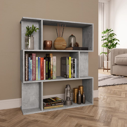 vidaXL Kirjahylly/tilanjakaja betoninharmaa 80x24x96 cm lastulevy
