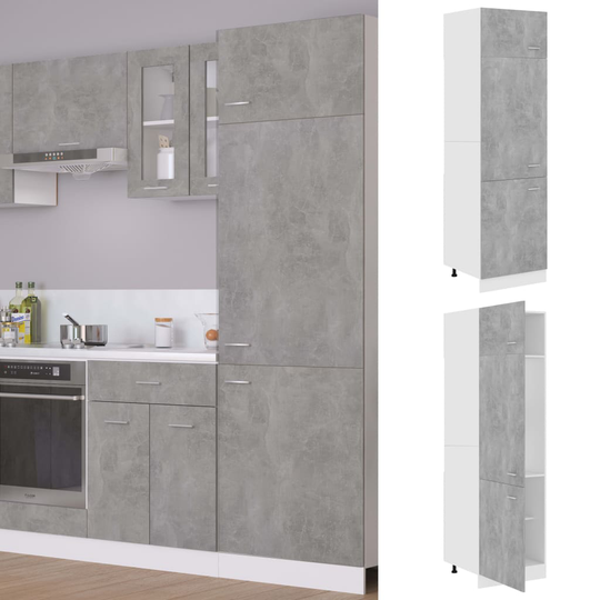 vidaXL Kaappi jääkaapille betoninharmaa 60x57x207 cm lastulevy