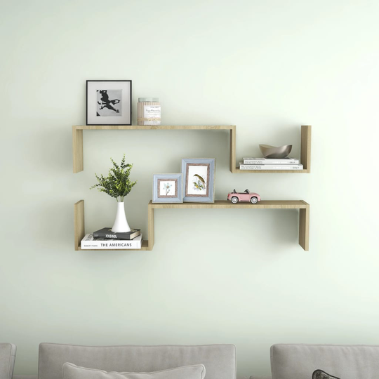 vidaXL Seinähyllyt 2 kpl Sonoma-tammi 100x15x20 cm lastulevy