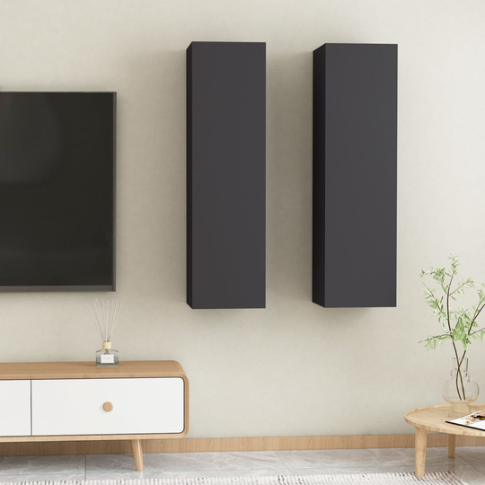 vidaXL TV-tasot 2 kpl harmaa 30,5x30x110 cm lastulevy