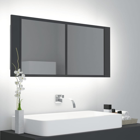 vidaXL Kylpyhuoneen LED peilikaappi harmaa 100x12x45 cm