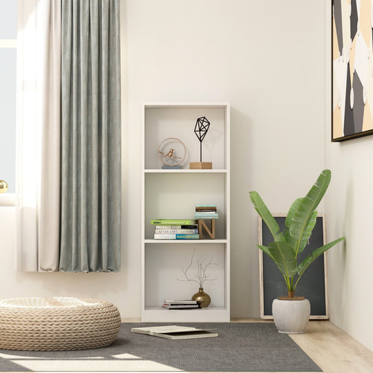 vidaXL 3-tasoinen kirjahylly valkoinen 40x24x108 cm lastulevy