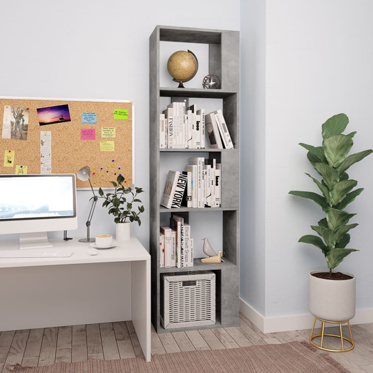 vidaXL Kirjahylly/tilanjakaja betoninharmaa 45x24x159cm lastulevy