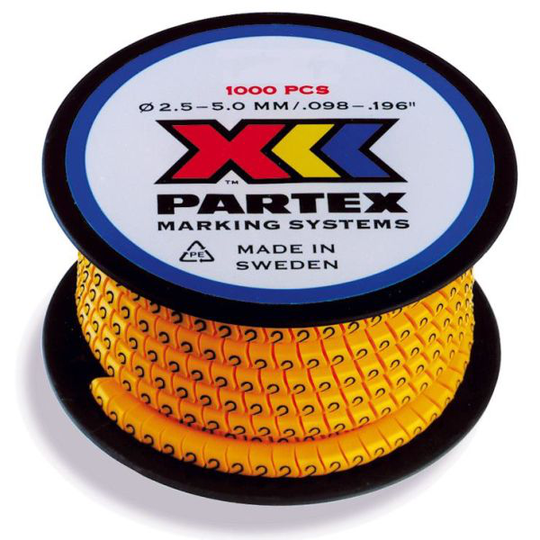 Partex PA1/3 Merkkiholkki numerot, keltainen, 1000 kpl/rulla Teksti: 1