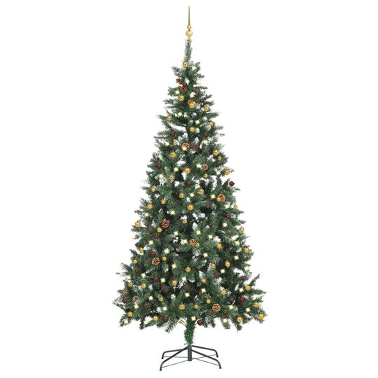 vidaXL Tekojoulukuusi LED-valoilla ja palloilla 210 cm
