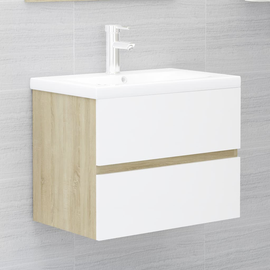 vidaXL Allaskaappi valkoinen ja Sonoma-tammi 60x38,5x45 cm lastulevy