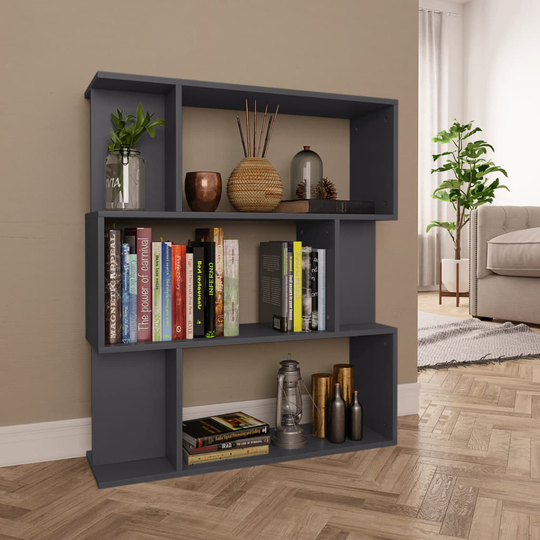 vidaXL Kirjahylly/tilanjakaja harmaa 80x24x96 cm lastulevy