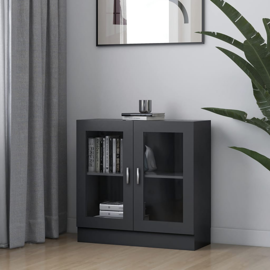 vidaXL Vitriinikaappi harmaa 82,5x30,5x80 cm lastulevy