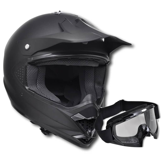 Motocross Kypärä Musta M Ilman Visiiriä Suojalaseilla