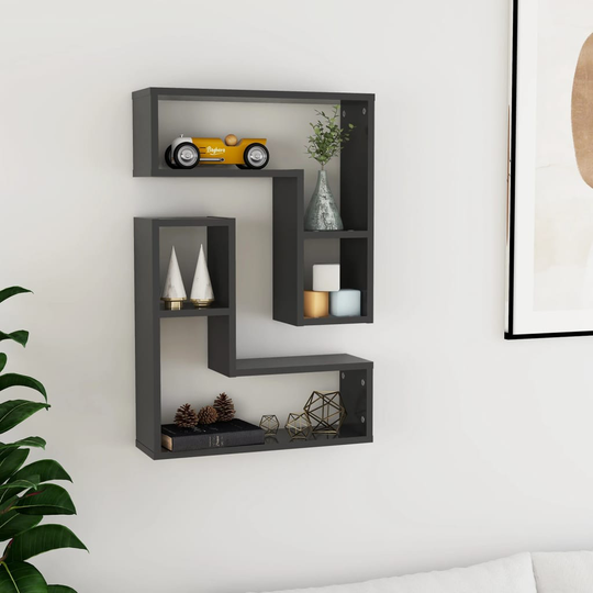 vidaXL Seinähyllyt 2 kpl harmaa 50x15x50 cm lastulevy