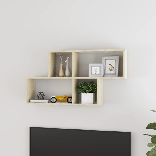 vidaXL Seinähylly Sonoma-tammi 100x18x53 cm lastulevy