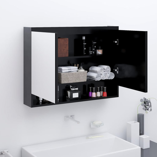 vidaXL LED kylpyhuoneen peilikaappi 80x15x60 cm MDF antrasiitti