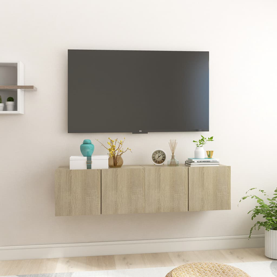 vidaXL Seinäkiinnitettävät TV-tasot 2 kpl Sonoma tammi 60x30x30cm