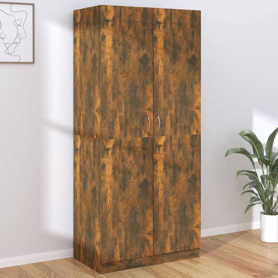 vidaXL Vaatekaappi savutammi 90x52x200 cm tekninen puu