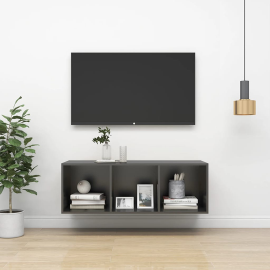 vidaXL Seinäkiinnitettävä TV-taso harmaa 37x37x107 cm lastulevy