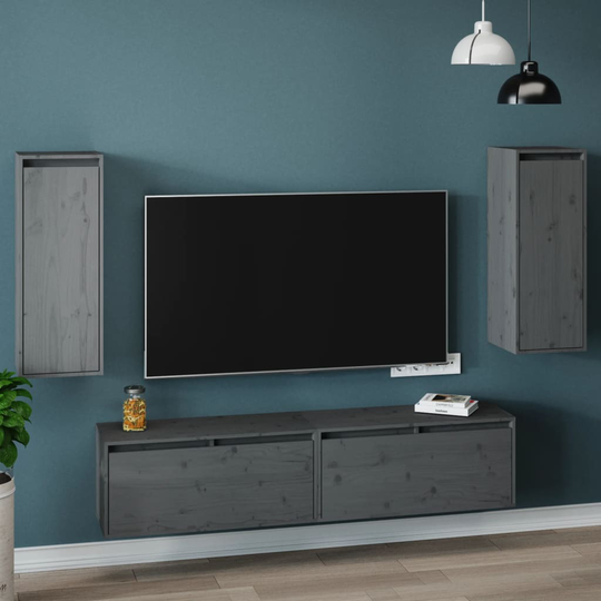 vidaXL Seinäkaapit 2 kpl harmaa 30x30x80 cm täysi mänty