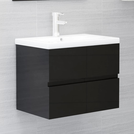 vidaXL Allaskaappi korkeakiilto musta 60x38x45 cm lastulevy