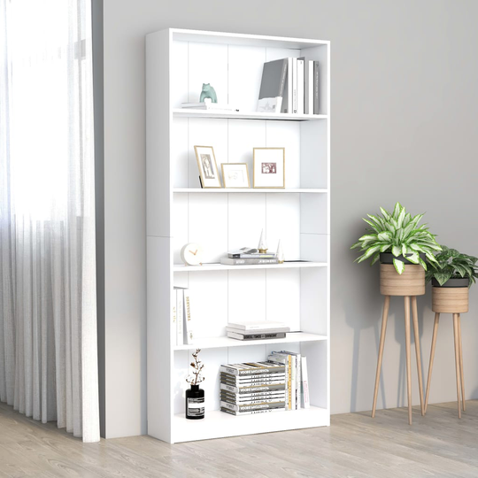 vidaXL 5-tasoinen kirjahylly valkoinen 80x24x175 cm lastulevy