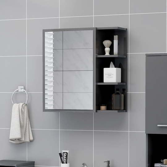 vidaXL Kylpyhuoneen peilikaappi kk-harmaa 62,5x20,5x64 cm lastulevy
