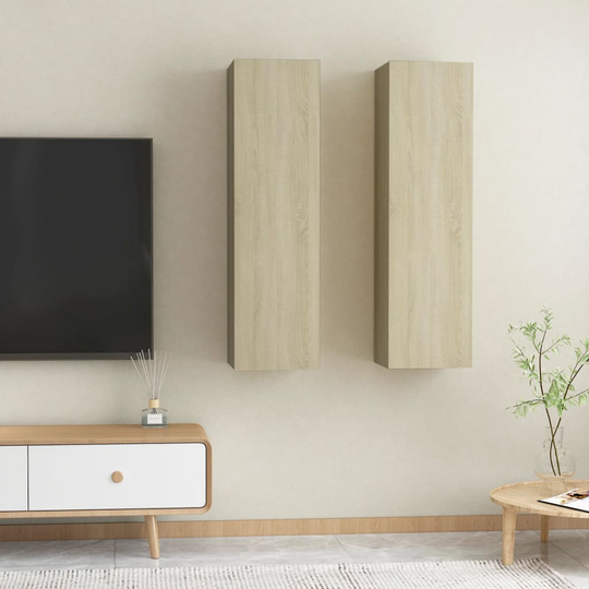 vidaXL TV-tasot 2 kpl Sonoma-tammi 30,5x30x110 cm lastulevy