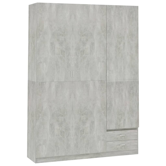 vidaXL 3-ovinen vaatekaappi betoninharmaa 120x50x180 cm lastulevy