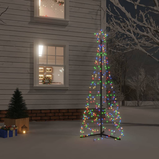 vidaXL Kartio joulukuusi 200 värikästä LED-valoa 70x180 cm