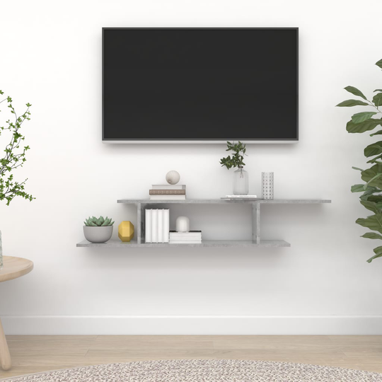 vidaXL Seinäkiinnitettävä TV-hylly betoninharmaa 125x18x23 cm levy