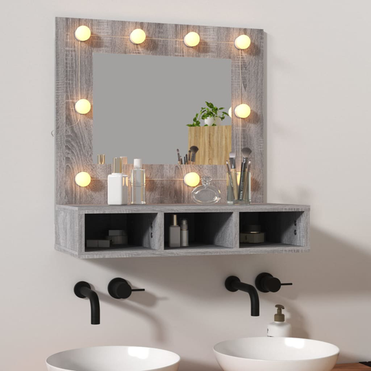 vidaXL Peilikaappi LED-valoilla harmaa Sonoma 60x31,5x62 cm