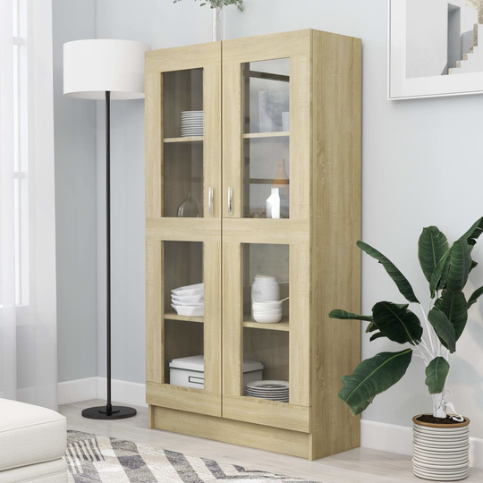 vidaXL Vitriinikaappi Sonoma-tammi 82,5x30,5x150 cm lastulevy