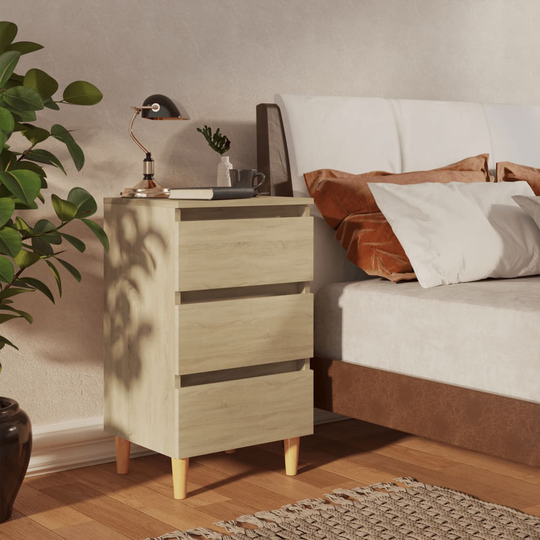vidaXL Yöpöydät täyspuiset jalat Sonoma-tammi 40x35x69 cm