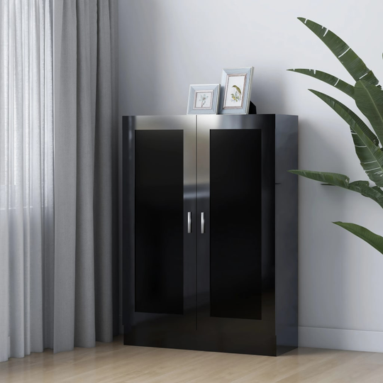 vidaXL Kirjahylly korkeakiilto musta 82,5x30,5x115 cm lastulevy